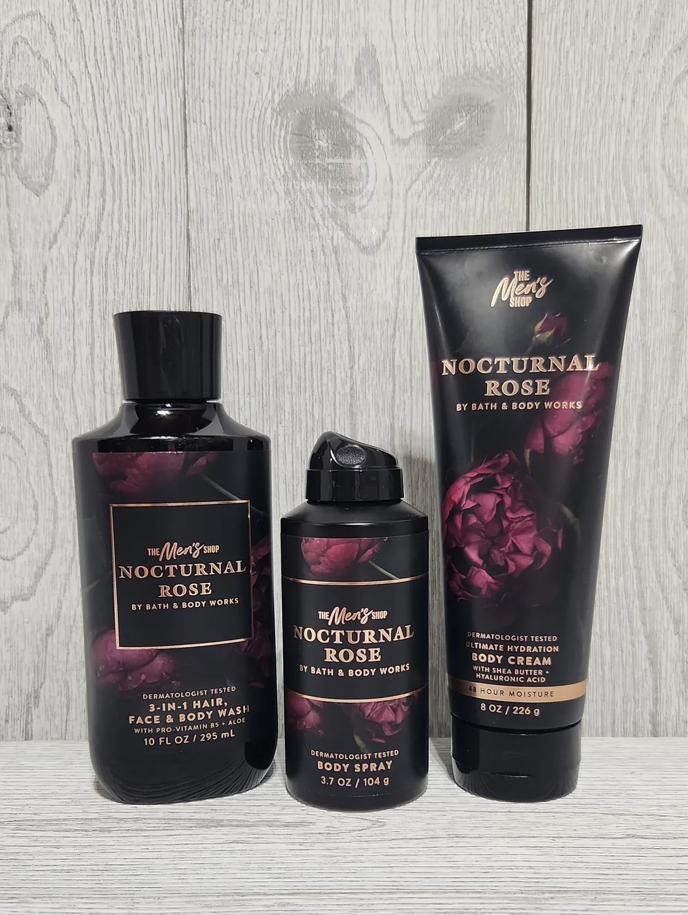 Bath & Body Works Men's Collection Nocturnal Rose 3pc Set Wash Cream Mist